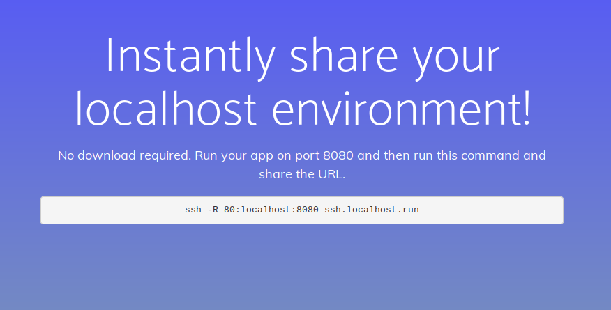 Share a local port using localhost.run